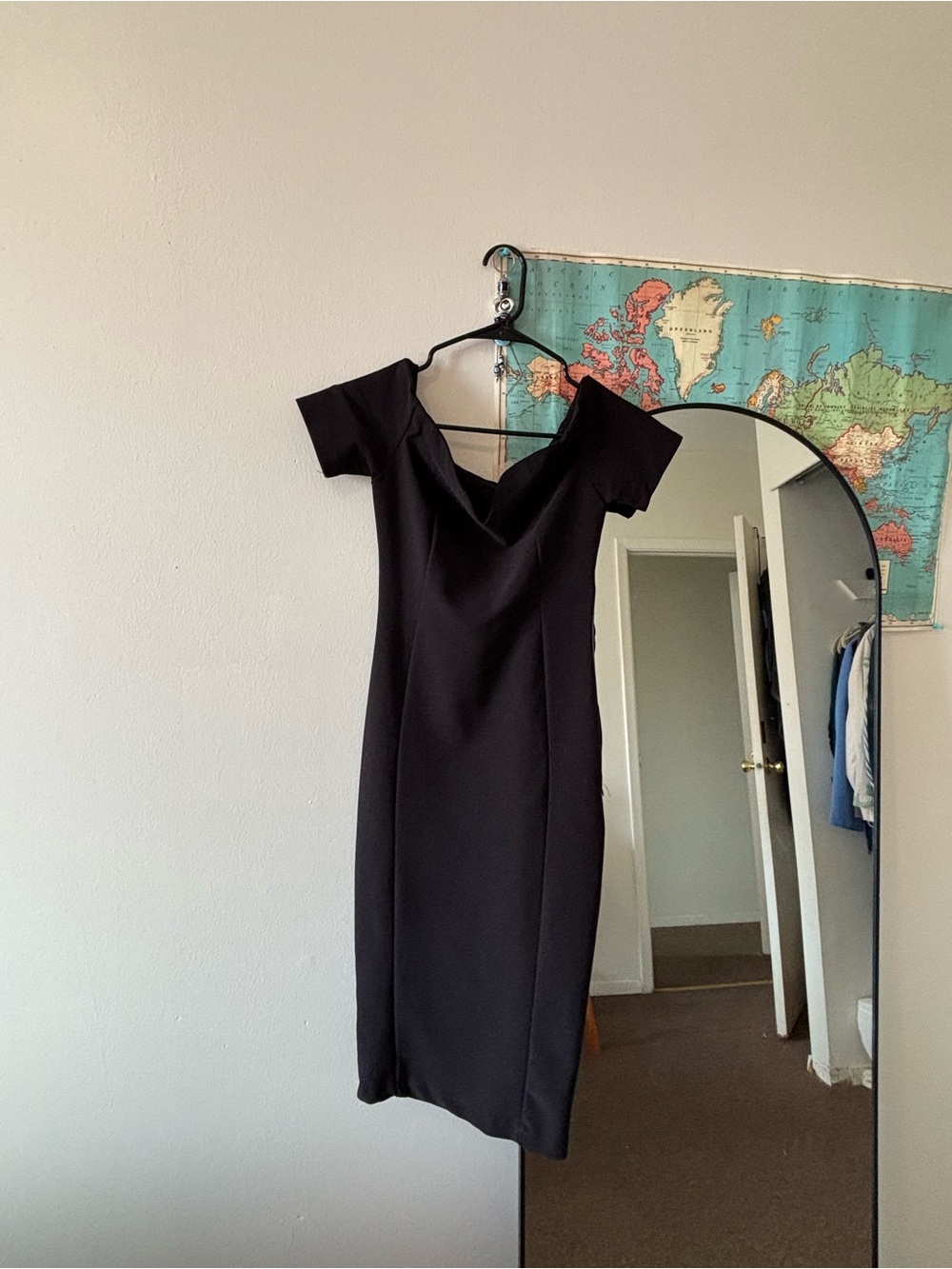 Classic Black Off-Shoulder Sheath Dress